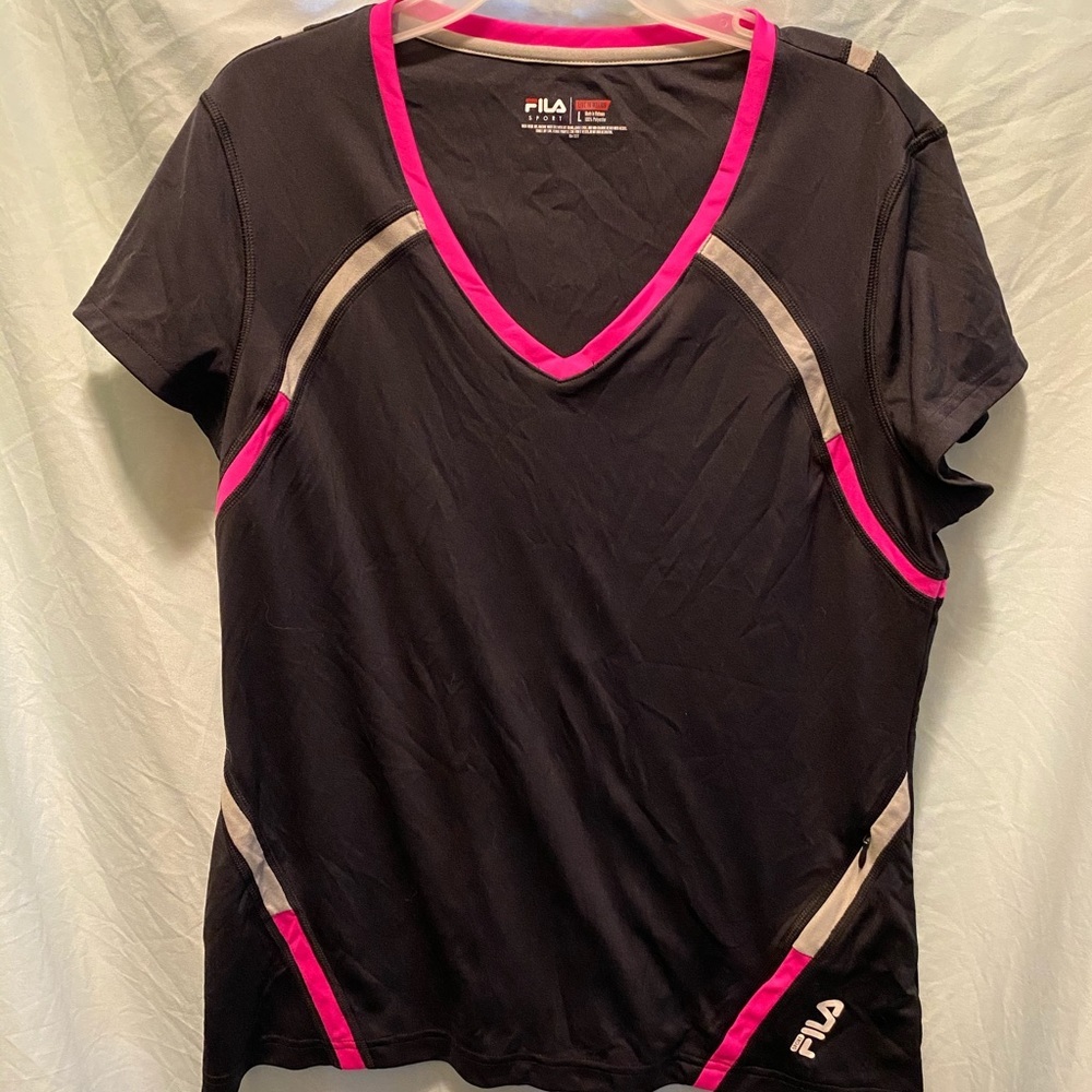 Fila Sport. Workout shirt with zip pocket.